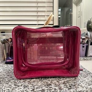 Calpak Large Clear Cosmetics Case in Dragonfruit